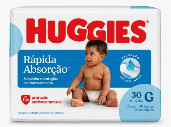 Fralda HUGGIES Rápida absorção 30 unidades