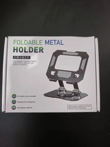 Suporte Dobrável de Metal 360° para Celular e Tablet até 16" - Reforçado e Antiderrapante