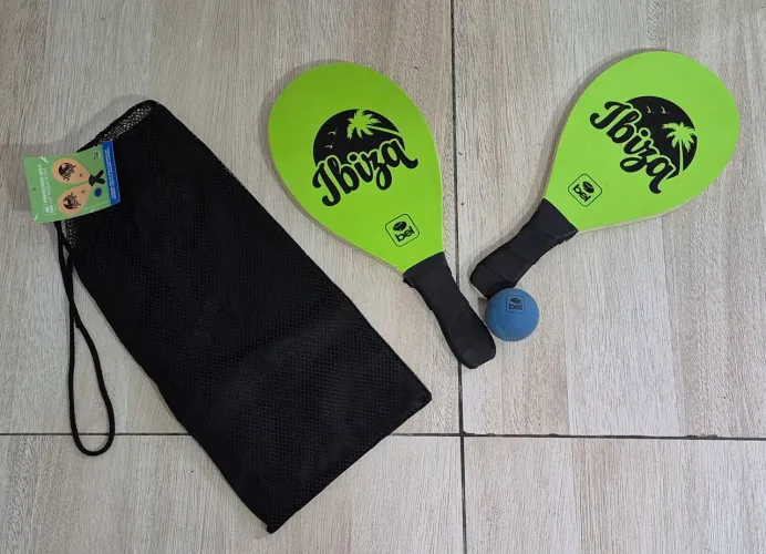 KIT DE FRESCOBOL IBIZA: 2 RAQUETES + BOLINHA + SACOLA