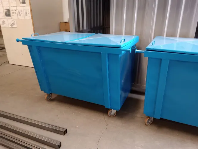 Lixeira container de metal 1200L C/ Tampa direto da fábrica 