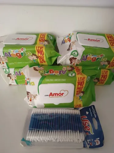 Lenço umedecido com 700un + cotonete
