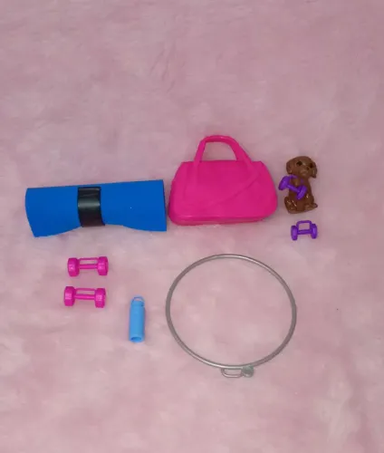 Lote de cachorrinhos e itens da Barbie.
