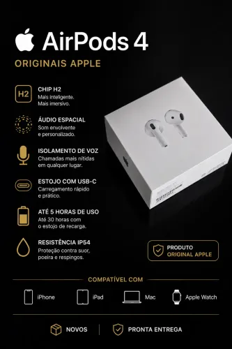 AirPods 4 Original Apple | Novo | USB-C | Pronta Entrega