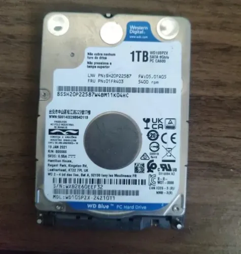 HD Western Digital WD Blue 1TB 2.5? SATA Notebook - Saudável
