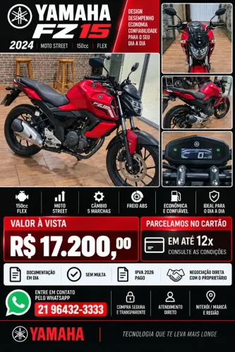 Yamaha FZ15 Fazer 2024 ABS - 150cc Flex - R$ 17.200