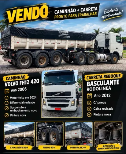 Volvo FH12 420 2006 + Carreta Basculante Rodolinea 2012