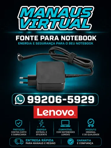 Carregador de notebook da marca lenovo padrão 20v original com garantia de 90 dias
