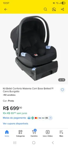 Bebê conforto Burigotto com base isofix