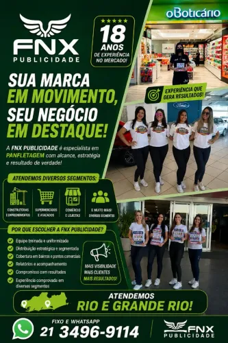 Panfletagem profissional no Rio Divulgação para Empresas e Lojas<br>FNX Publicidade | 18 Anos