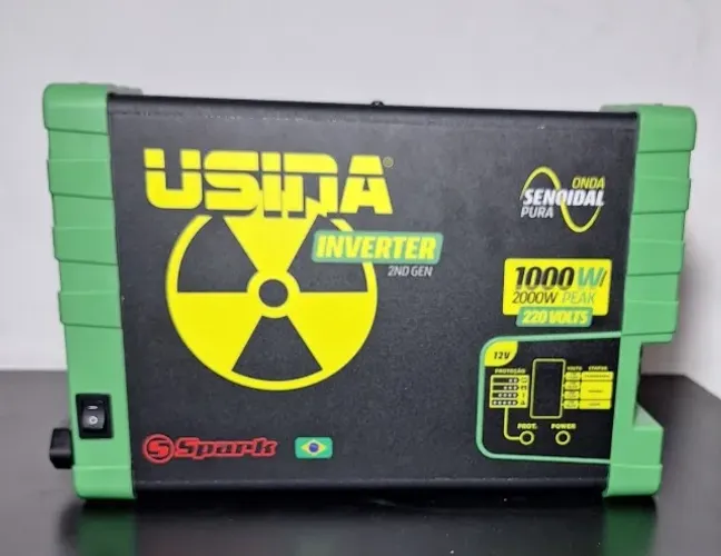 Inversor USINA 1000W 12V - 220V SENOIDAL "NOVO" com um trilho na parte Plástica