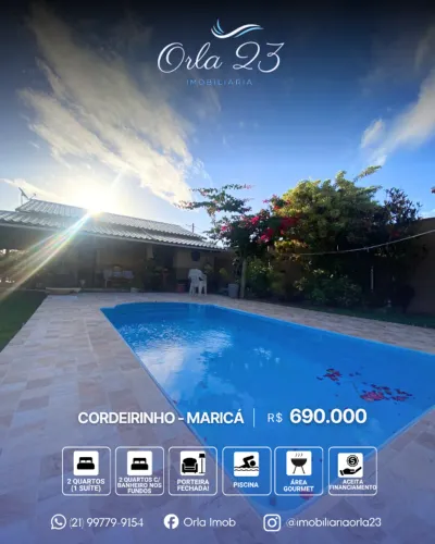 CORDEIRINHO, ORLA 23 IMOBILIÁRIA VENDE! Espetacular casa a 50m da praia
