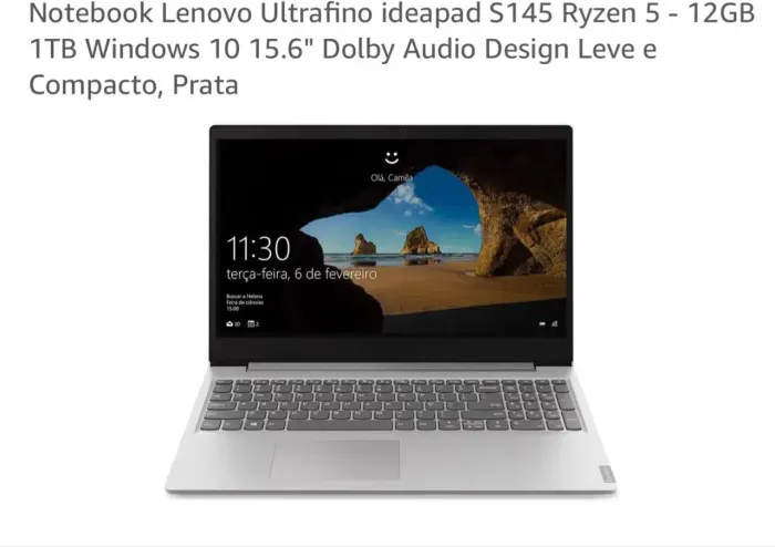 Notebook Lenovo IdeaPad S145 Ryzen 5 12GB 1TB SSD | Ano 2021