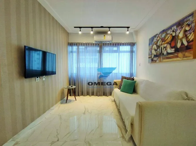 Apartamento reformado com 1 dormitório à venda na praia das Pitangueiras - Guarujá/SP