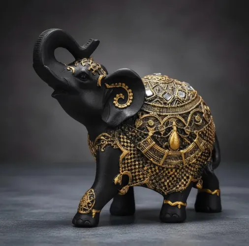 Elefante Indiano Sorte E Sabedoria Em Resina Premium 18 Cm
