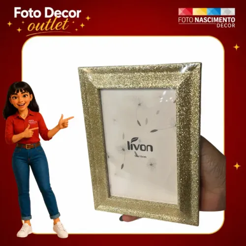 Moldura Decorativa 10x15 com Acabamento em Glitter