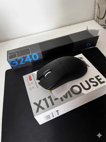 Kit Mouse attack shark x11 mouse Preto + mousepad Logitech g240
