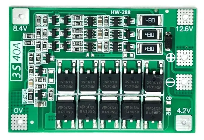 Placa proteção Carregador/balanceador BMS/PCB 3s 40a 12 Volts