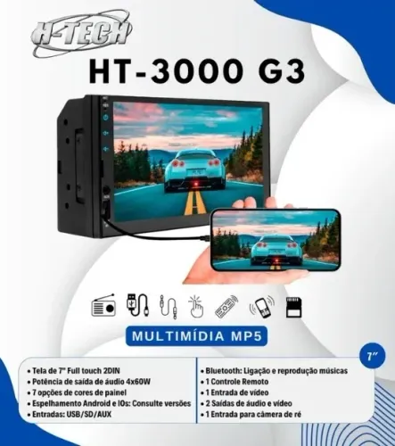 Mp5 2din USB Espelhamento Bluetooth Rádio 