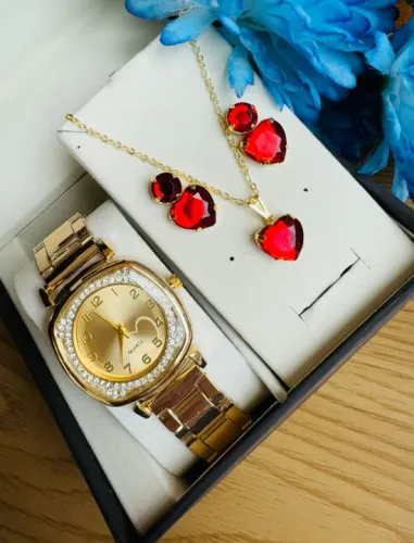 Conjunto relógio feminino premium por apenas 75,00