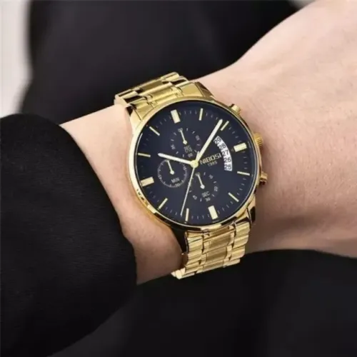 Relógio Masculino Nibosi 2309 Luxo Anti Risco Safira Aço Diversas Cores Novo