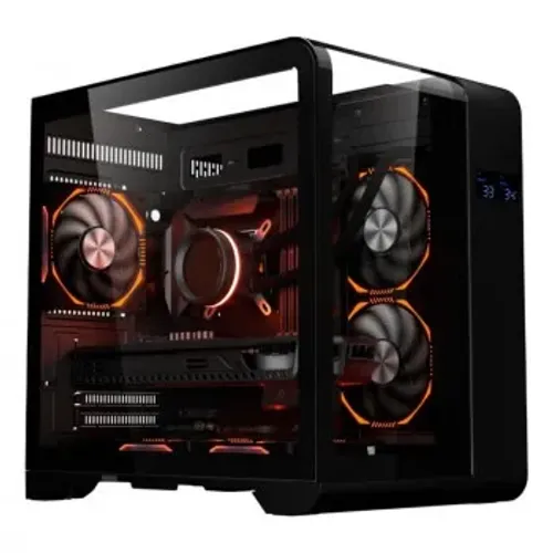 Gabinete Gamer K-Mex Aquário Top, CG-48KI Cyber, Vidro Temperado, Display Digital, Sem Fan