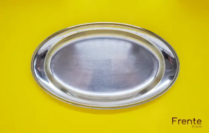 Bandeja Travessa Oval Rasa Média de Inox
