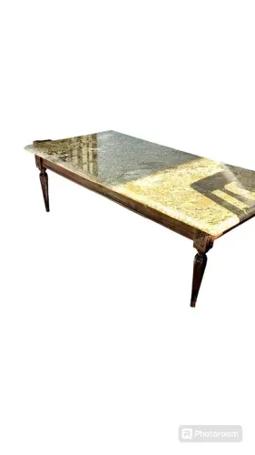 Mesa de  jacarandá antiga com pedra mármore