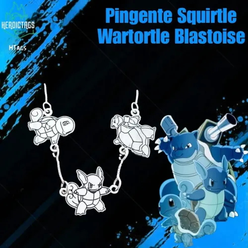 Colar de prata com Pingente Triplo Squirtle  
