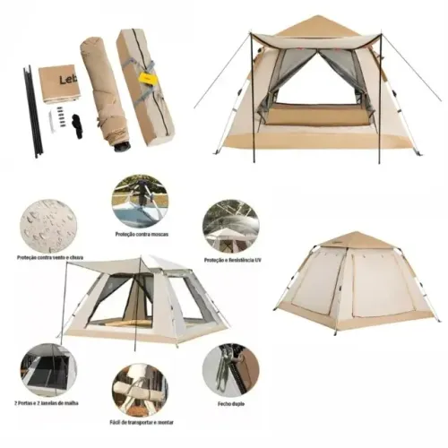 Barraca de Acampamento Leboss LB-HW004 - Montagem Rápida e Espaço para Família