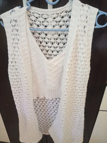 Cardigan branco de tricô