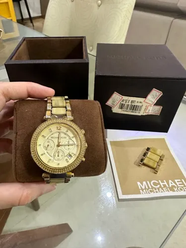 Relógio Michael Kors Original Completo Feminino Dourado