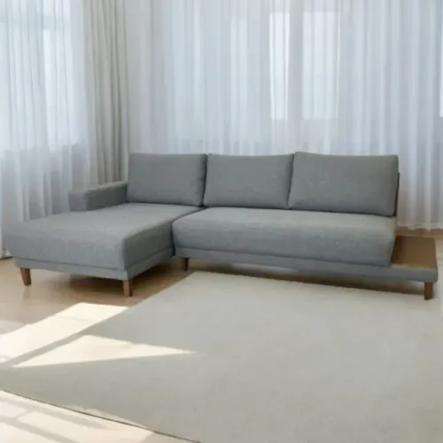 Novidade em estoque!! Sofá com Chaise Ref.825 2,90 m Chenile Linho Cinza Firenze