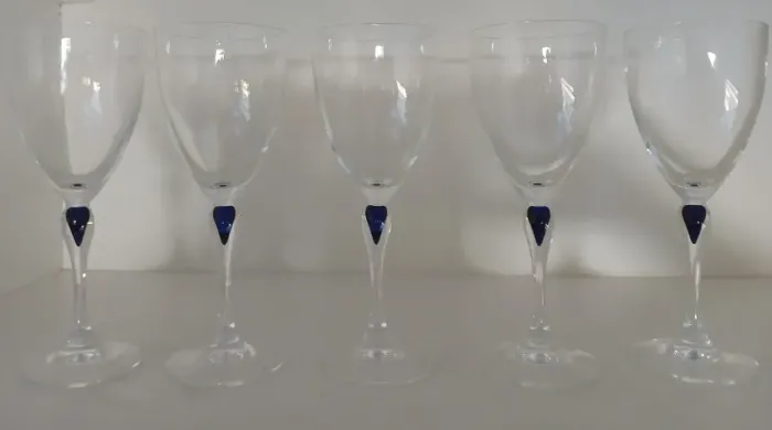 Antiguidade Jogo de 5 Taças em Cristal D'arques 17cm X 7 cm