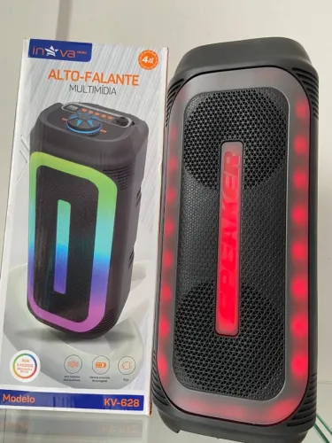 Caixa de Som Alto-Falante Potente Bluetooth Led RGB - KV-628 iNova