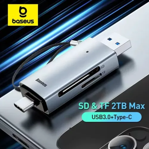 Baseus leitor de cartão SD/TF 2 em 1
