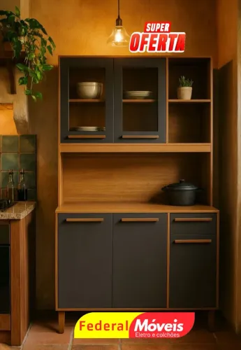 Armário para Cozinha Novo 1,20m 5 Portas e 1 Gaveta - Design Moderno!