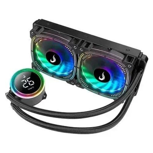Water Cooler Rise Mode Aura Ice Black 240mm Display LCD Led ARGB Intel/AMD - WZetta