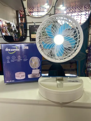 VENTILADOR PORTÁTIL COM LUZ E SUPORTE PARA CELULAR 