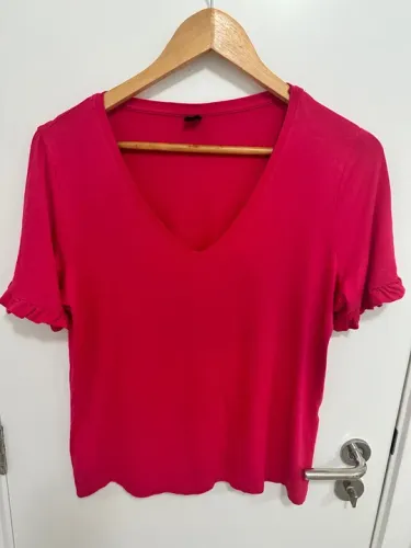 Camiseta feminina rosa de algodão