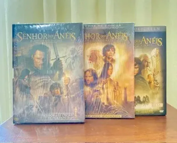 DVDs Senhor dos Anéis: A Sociedade do Anel/As Duas Torres/O Retorno do Rei (Com luvas)