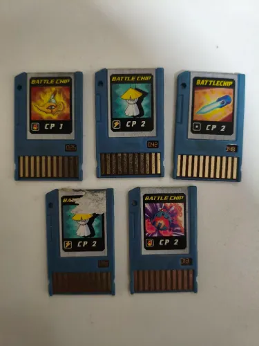 Lote com 5 chips Mega Man Battle Chip 