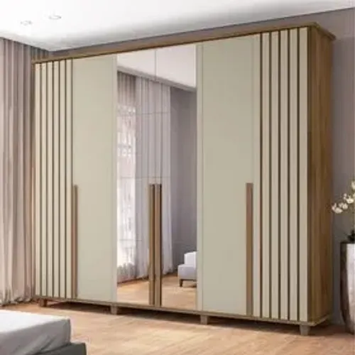 Guarda Roupas Ripado Com Espelho 6 Portas 3 Gavetas DIVIDIMOS EM ATÉ 10X SEM JUROS