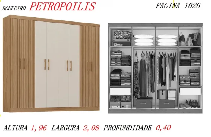 Guarda-Roupa Petrópolis - Amadeirado e Branco
