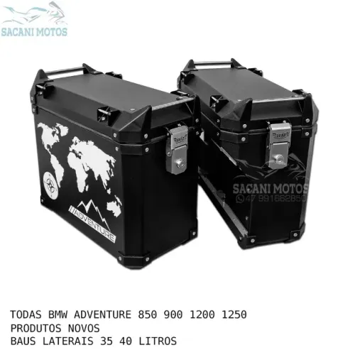 Bauletos Aluminio 35 40 Litros BMW Adventure 850 900 1200 1250 Preto