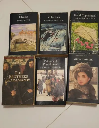 Cada livro em inglês R$35,00: Ana Karenina/ Moby Dick / Ulysses / The Brothers Karamaz