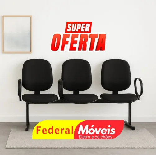 Cadeira de Espera Longarina Diretor 3 Lugares Curvim - Ideal para recepção!