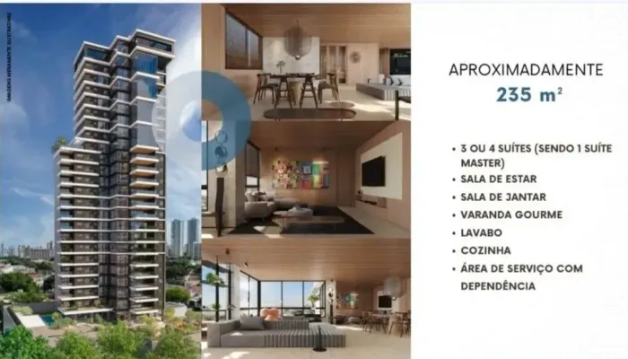 Apto 4/4 com 4 suítes no Condomínio One Petrópolis de 235 m², 4 vagas por 2.656.000