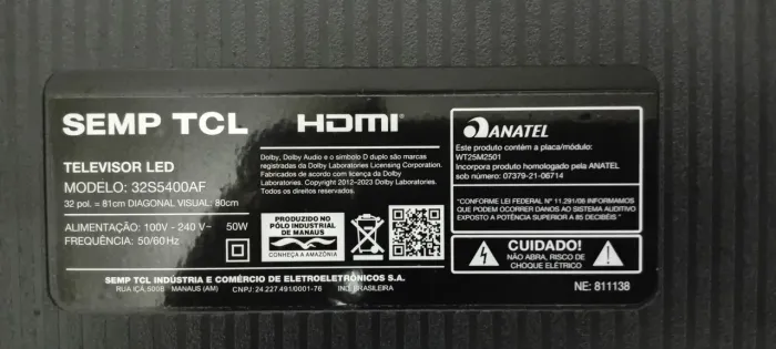 TV TCL 32S5400AF para retirada de peças