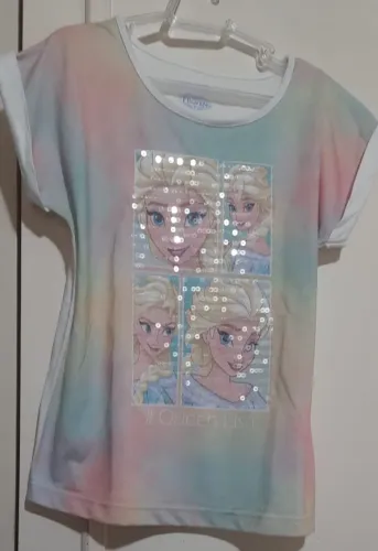 Camiseta Frozen Disney com lantejoulas 6 anos