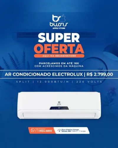 Ar Condicionado Eletrolux Split 12.000Btus 220w Novo Lacrado R$ 2.799,00 | Loja Fisica